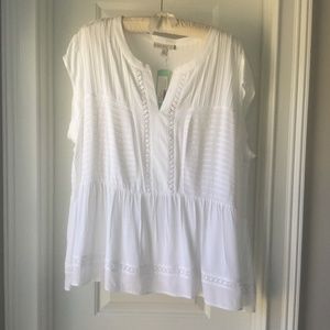 Stitch Fix Pale Sky White Imen Pleat Detail Sleeveless Top